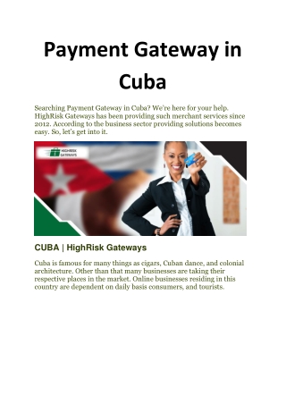 Payment Gateway in Cuba - Highrisk Gateways