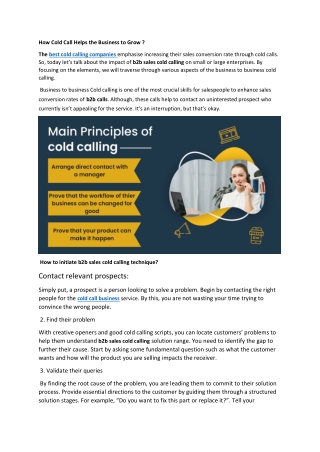 How Cold Call Helps the Business to Grow ?