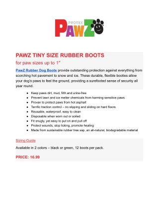 PAWZ TINY SIZE RUBBER BOOTS