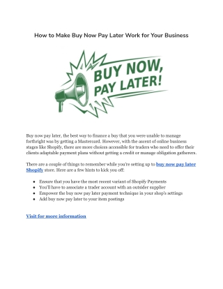 How to Make Buy Now Pay Later Work for Your Business