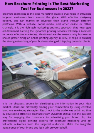 How Brochure Printing Is The Best Marketing Tool For Businesses In 2022