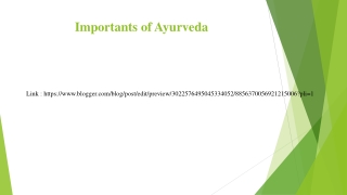 Importants of Ayurveda