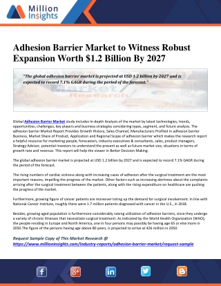 Adhesion Barrier Market to Witness Robust Expansion Worth $1.2 Billion By 2027