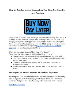 How to Get Guaranteed Approval for Your Next Buy Now, Pay Later Purchase
