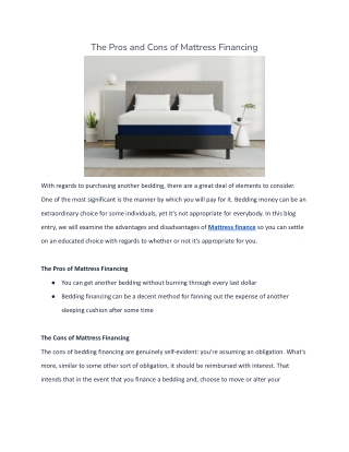 The Pros and Cons of Mattress Financing