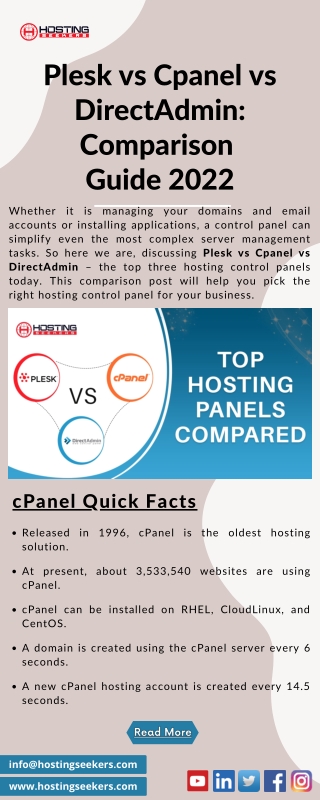 Plesk vs Cpanel vs DirectAdmin Comparison Guide 2022