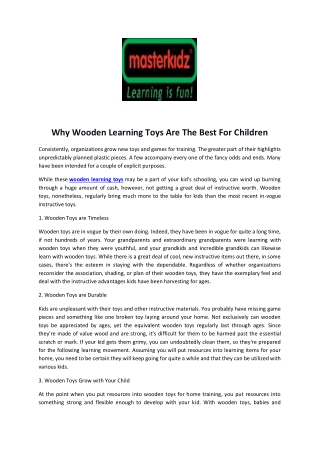 Why Wooden Learning Toys Are The Best For Children