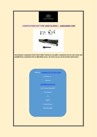 Completion Kit for 9mm Slides | Aimarms.com