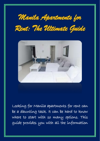 Manila Apartments for Rent The Ultimate Guide