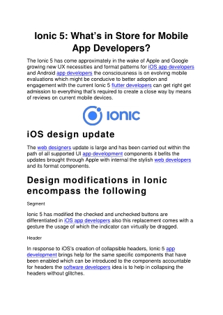 Ionic 5 What’s in Store for Mobile App Developers