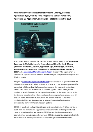 Global Automotive Cybersecurity Market Research Report 2021-2026