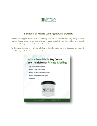 5 Benefits of Private Labeling Natural Products