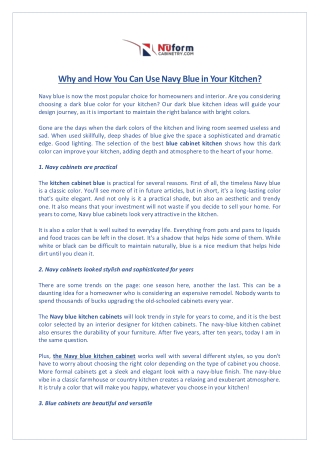 Why and How You Can Use Navy Blue in Your Kitchen?