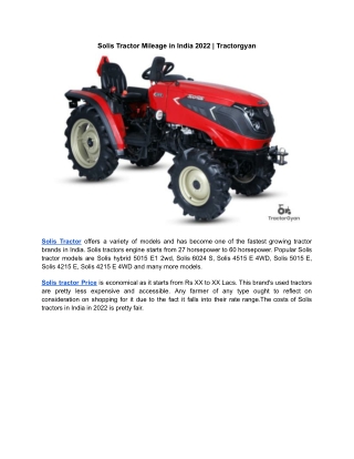Solis Tractor Mileage in India 2022 | Tractorgyan