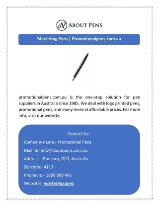 Marketing Pens | Promotionalpens.com.au