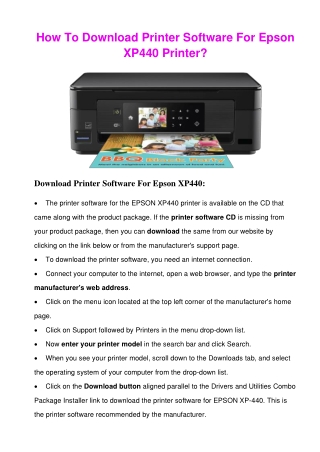 How To Download Printer Software For Epson XP440 Printer?