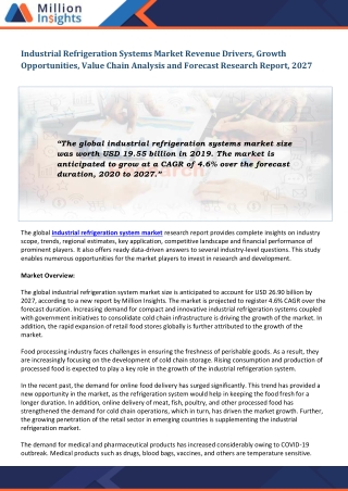 Industrial Refrigeration Systems Market