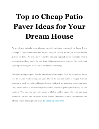 Top 10 Cheap Patio Paver Ideas for Your Dream House