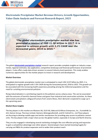 Electrostatic Precipitator Market