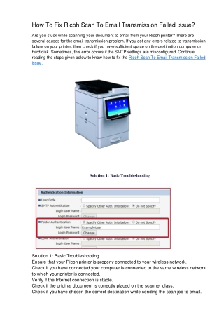 How To Fix Ricoh Scan To Email Transmission Failed Issue