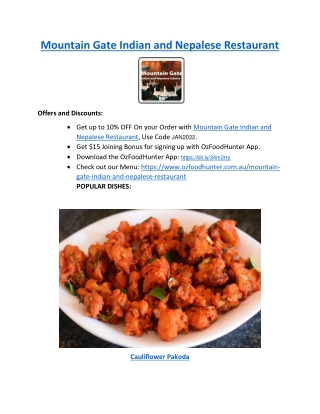 Mountain Gate Indian and Nepalese Restaurant | 5% off OzFoodHunter