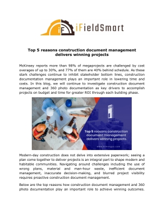 Blog_Top 5 reasons construction document management delivers winning projects_BIMe and iFieldSmart