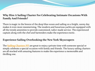Hire A Sailing Charter For Celebrating Intimate Occasions With Family And Friend