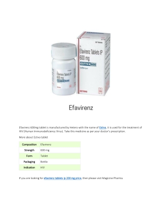 efavirenz tablets ip 200 mg price