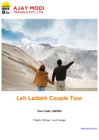 Leh Ladakh Couple Tour Packages – Ajay Modi Travels
