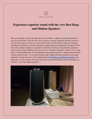 Experience superior sound with the very Best Bang and Olufsen Speakers