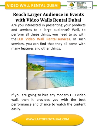 Reach Larger Audience in Events with Video Walls Rental Dubai