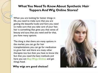 Need To Know About Synthetic Hair Toppers And Wig Online Stores?