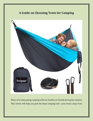 A guide on choosing tents for camping