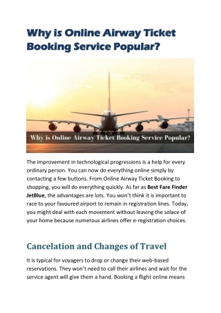 Why is Online Airway Ticket Booking Service Popular