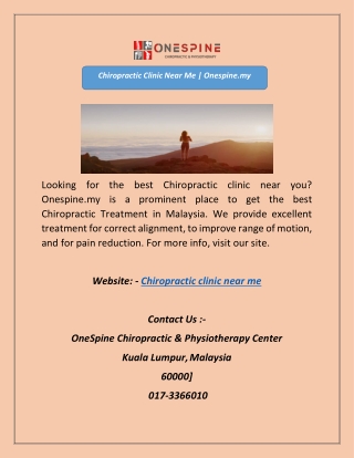 Chiropractor Near Me | Onespine.my