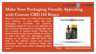 Make Your Packaging Visually Appealing with Custom CBD Oil Boxes