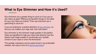 What is Eye Shimmer and How it’s Used
