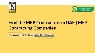 Find the MEP Contractors in UAE | MEP Contracting Companies