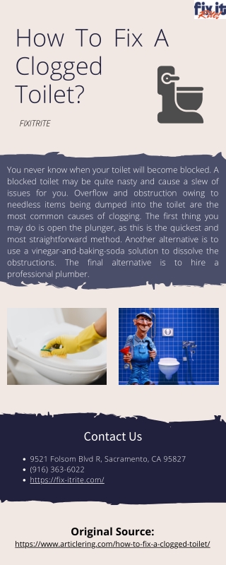 How To Fix A Clogged Toilet?