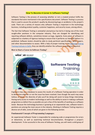 How To Become A Career In Software Testing?