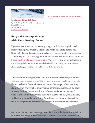 Usage of Advisory Manager with Share Dealing Broker