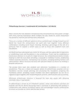 Philanthropy Services - ILS World