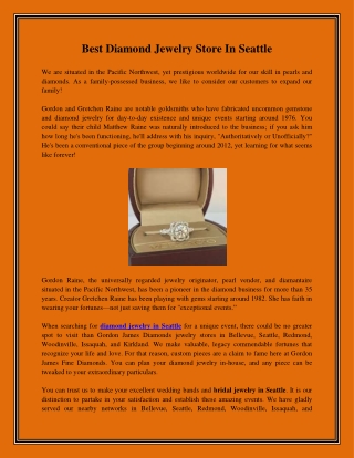 Best Diamond Jewelry Store In Seattle