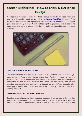 Steven Eidelkind - How to Plan A Personal Budget-converted