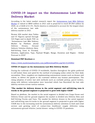 COVID-19 impact on the Autonomous Last Mile Delivery Market