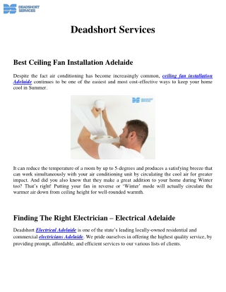 Best Ceiling Fan Installation Adelaide