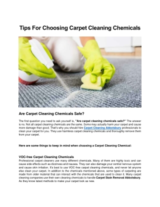 Tips For Choosing Carpet Cleaning Chemicals