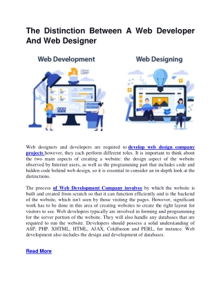 The Distinction Between A Web Developer And Web Designer