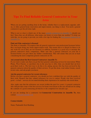 Tips To Find Reliable General Contractor in Your Area