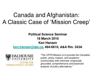 Canada and Afghanistan: A Classic Case of ‘Mission Creep’